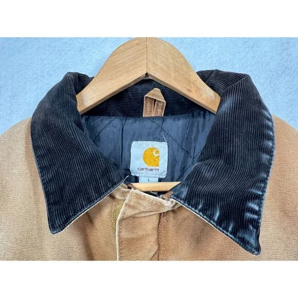 Carhartt Sandstone Duck Arctic Traditional Coat Tan Canvas Work C26 211 Men's L - Picture 11 of 13